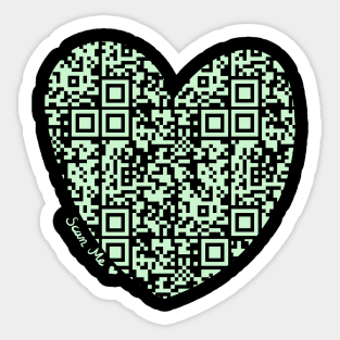 Pastel Green Rick Astley Rickroll QR Code Heart Art Sticker